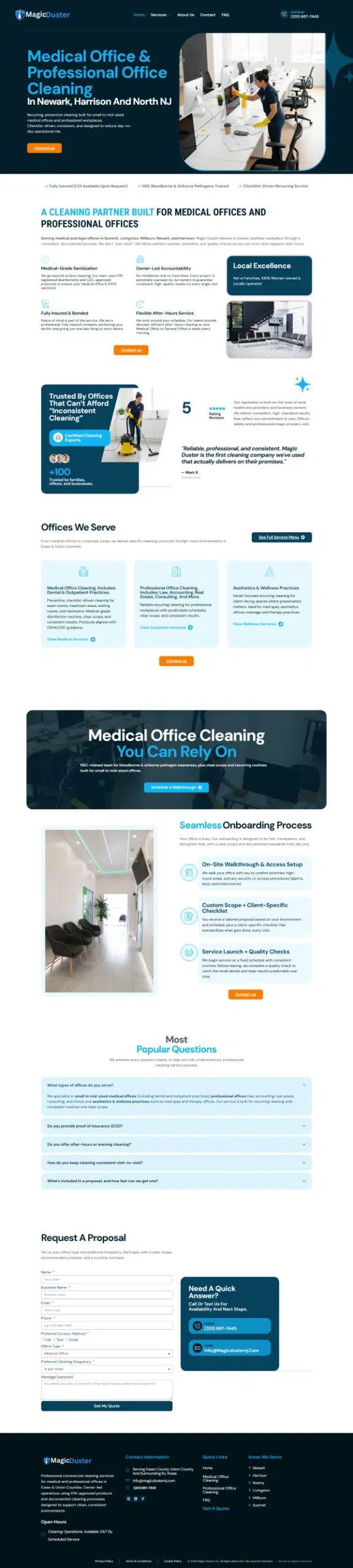 Website portfolio example created by Digital na America for Magic Duster NJ.