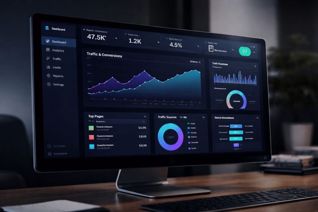 Digital marketing analysis dashboard used to review website and campaign performance.