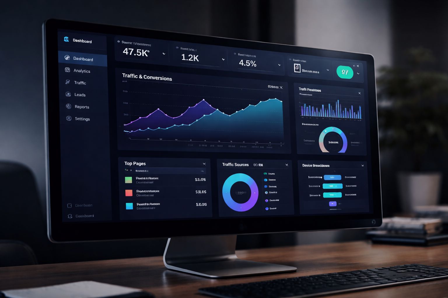 Digital marketing analysis dashboard used to review website and campaign performance.